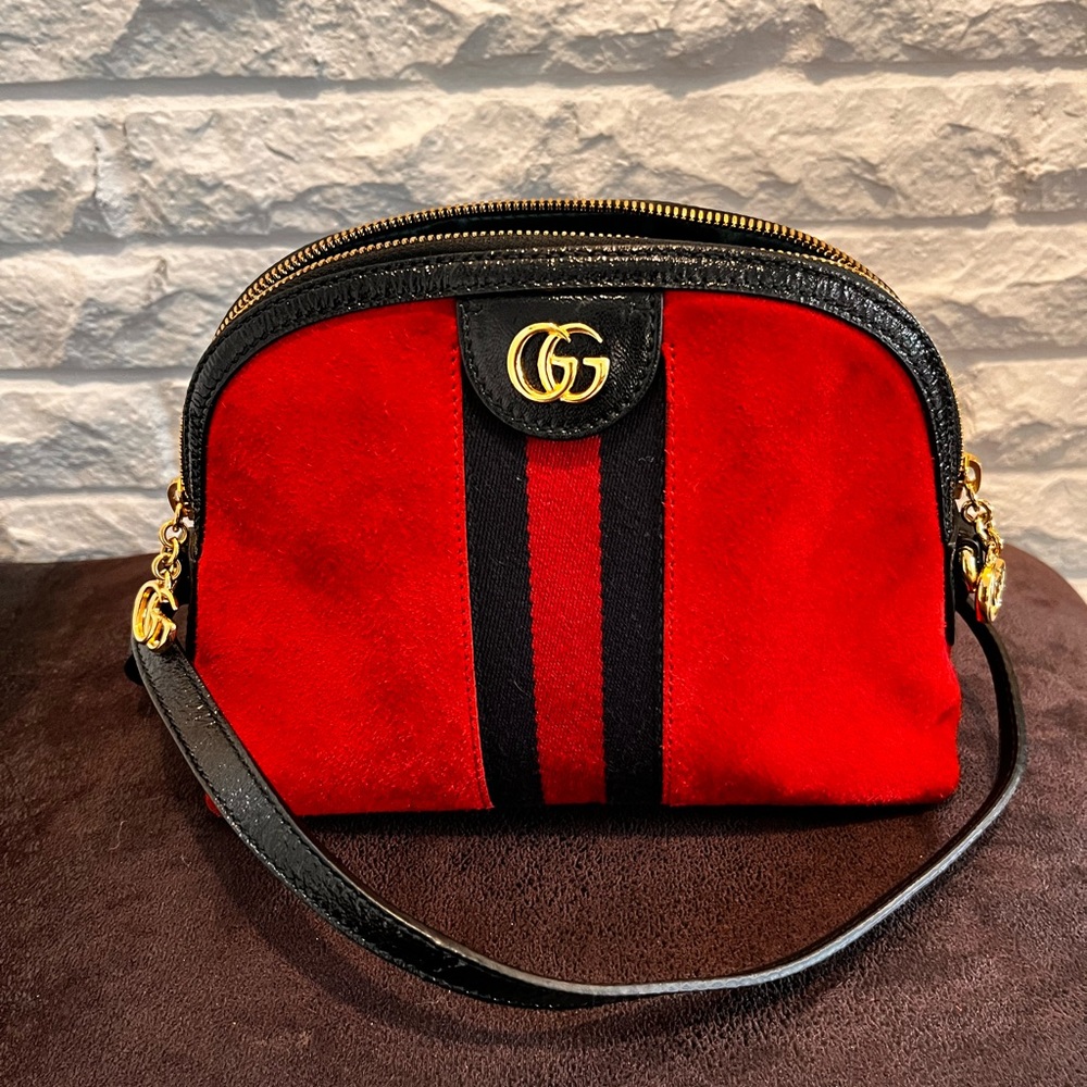Gucci Vintage Red Suede – Small Ophidia Dome Crossbody Bag - Picture 16 of 17